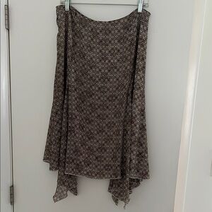 Vintage Y2K Brown and White Patterned Skirt
